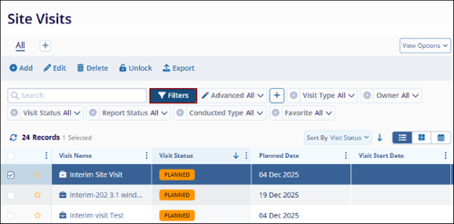 Customize Site Visit Screen